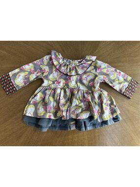 Matilda Jane Tiered Tunic Top Dress 18 Months  Gray Pink Floral Long Sleeve
